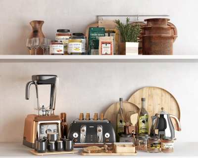 现代厨房用品组合3D模型下载